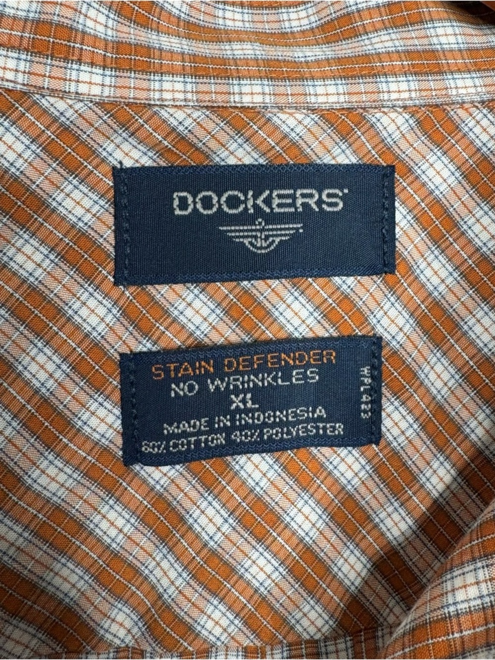 Dockers XL Stain Defender No Wrinkles Brown Plaid Button-Up Shirt | Classic Fit - Picture 3 of 3